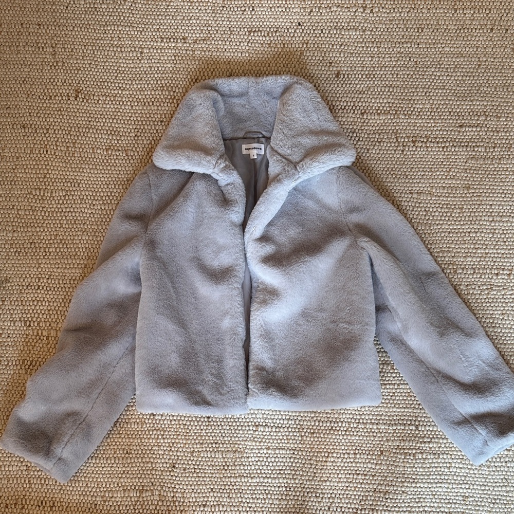 superdown Light Gray Faux Fur Jacket